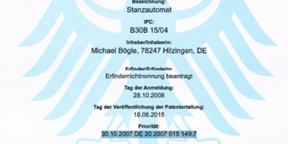 Anmeldung Patent Werkzeugeinbauraumverbreiterung für alle Stanzautomaten