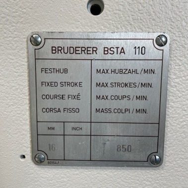 Hubzahltafel einer BRUDERER BSTA 110 H